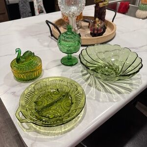 Vintage Indiana Glass Killarney Green pieces